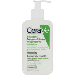 Weiße Flasche CeraVe Reinigungsschaum für normale bis trockene Haut.